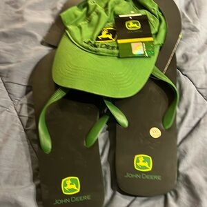 JOHN DEERE TWO PIECE HAT/SANDALS COMBO !